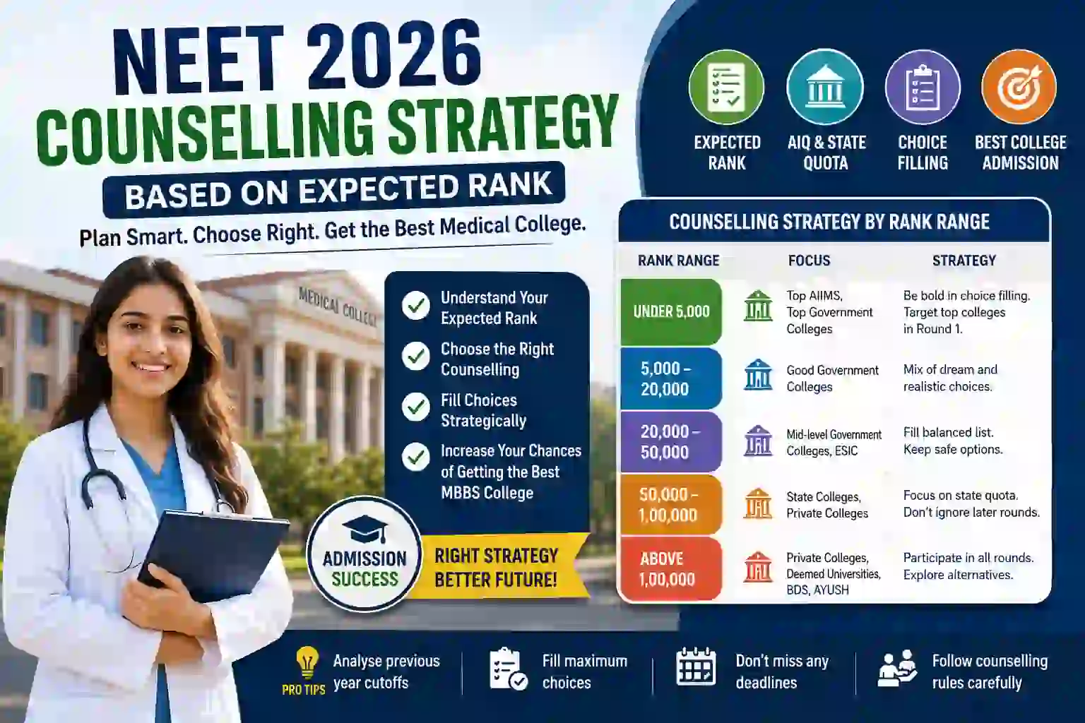NEET 2026 Counselling Strategy Based on Expected Rank