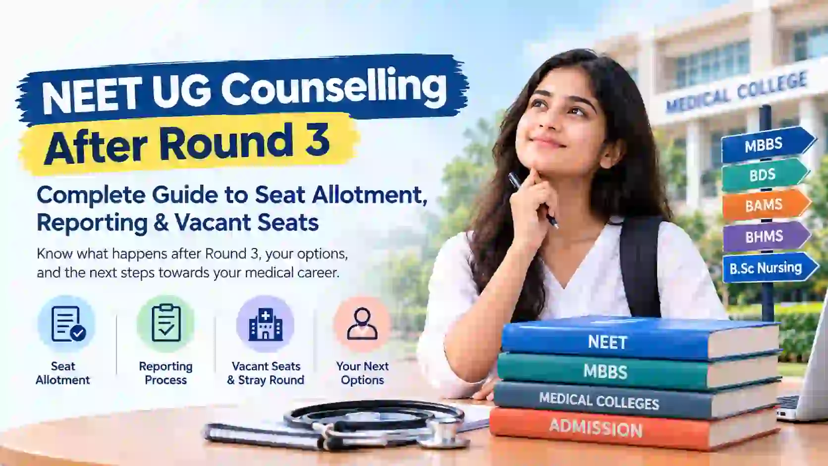 NEET UG Counselling: What Happens After Round 3? Complete Guide to Seat Allotment, Reporting & Vacant Seats