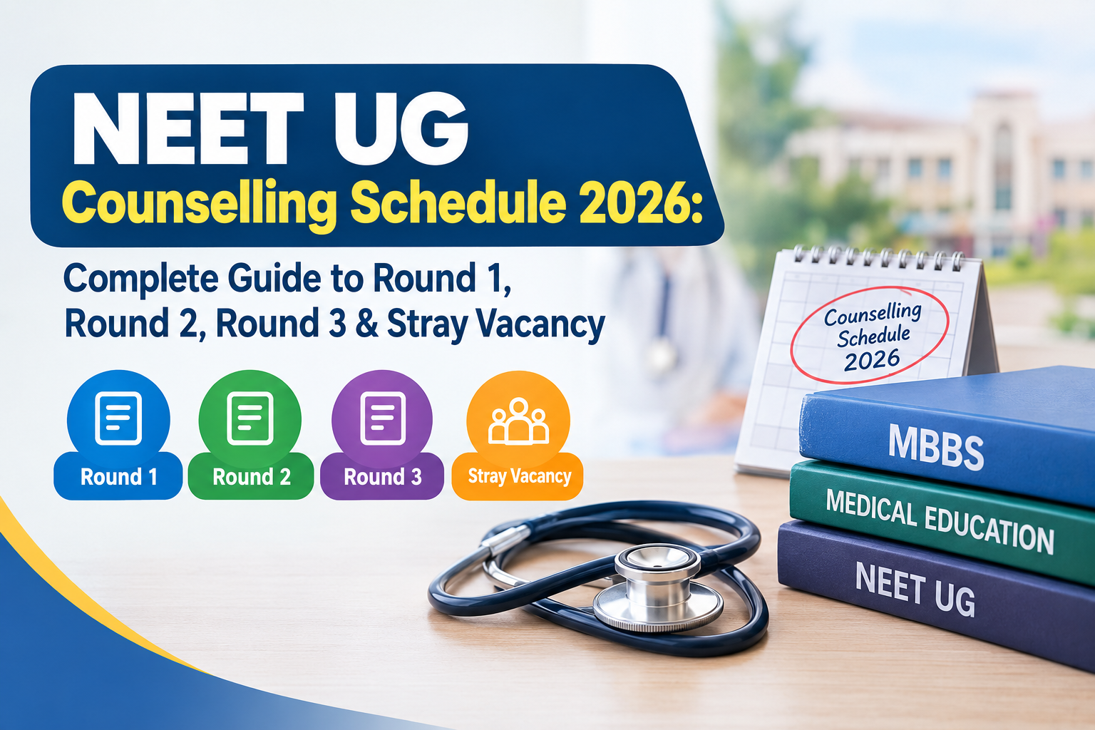 NEET UG Counselling Schedule 2026: Complete Guide to Round 1, Round 2, Round 3 & Stray Vacancy