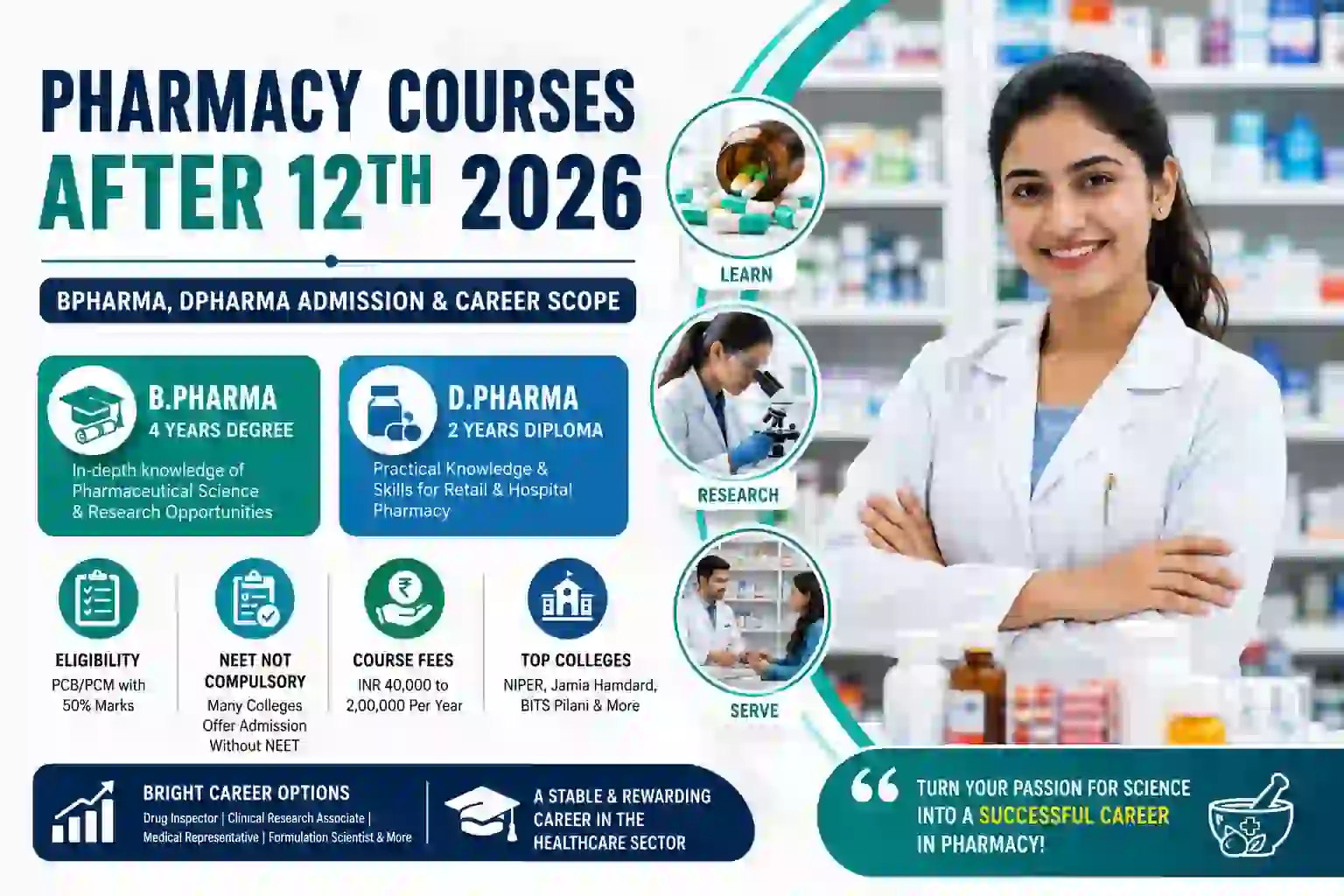 Pharmacy Courses After 12th 2026: BPharma, DPharma Admission & Career Scope