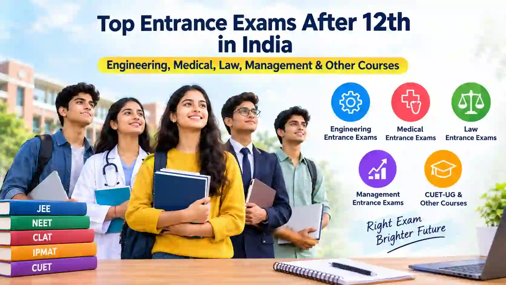 Top Entrance Exams After 12th in India: Engineering, Medical, Law, Management & Other Courses