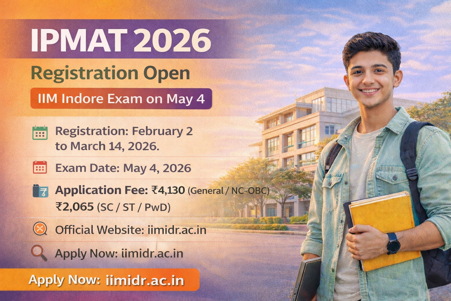 IPMAT 2026 Registration Open: IIM Indore Exam on May 4