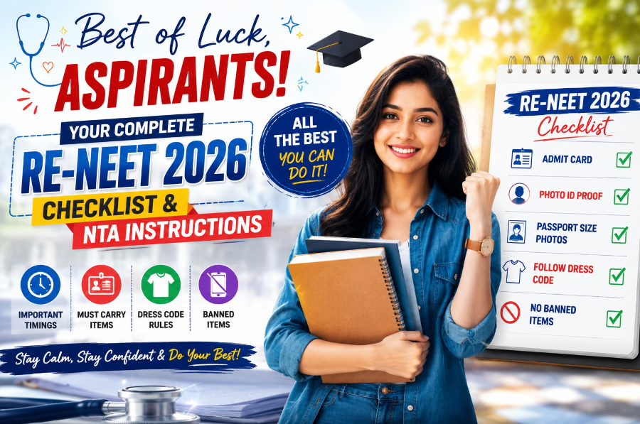 Best of Luck, Aspirants! Your Complete Re-NEET 2026 Checklist & NTA Instructions