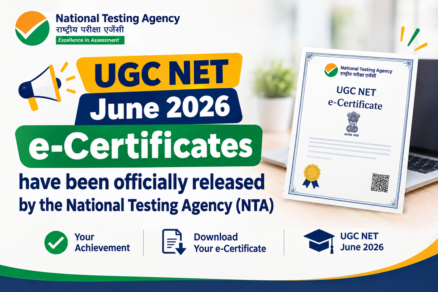 UGC NET June 2026 e-certificates have been officially released by the National Testing Agency (NTA)